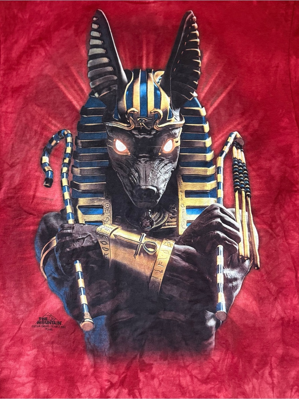 The Mountain Red Tie Dye Anubis Egyptian Pharaoh God Graphic T-Shirt Size Medium